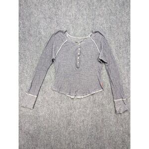 Y2K Hollister Henley‎ Womens Large Gray Long Sleeve Grunge Twilight Bella Swan